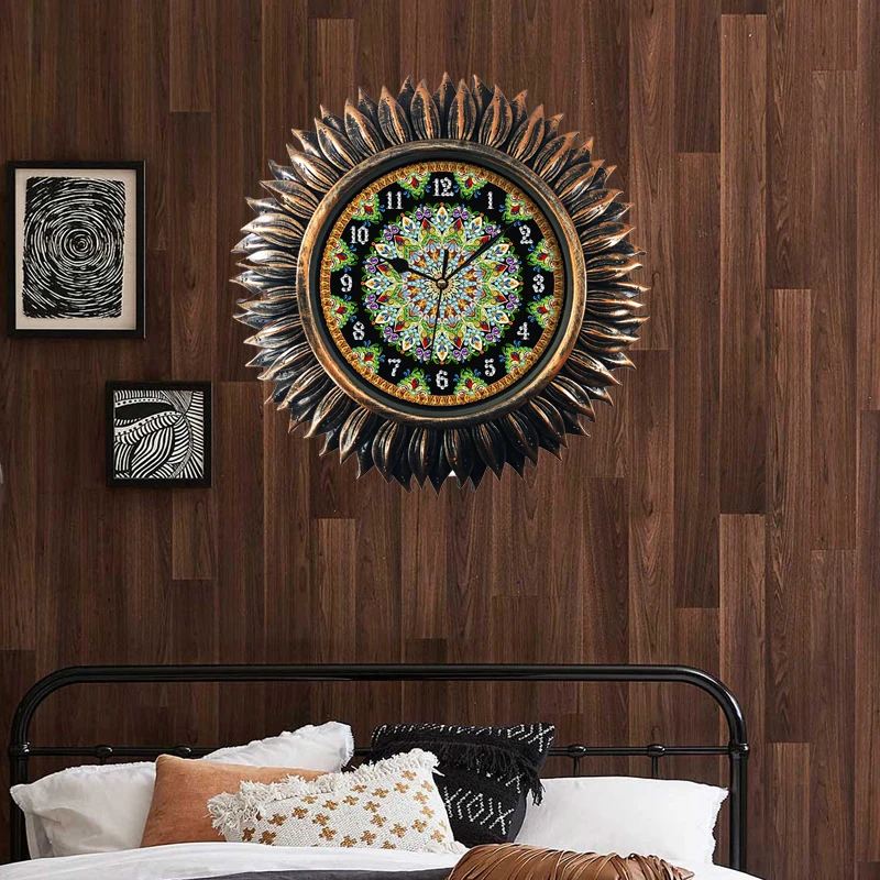 New Design Diamond Painting Wall Clock Retro Artistic Sense Wall Clocks