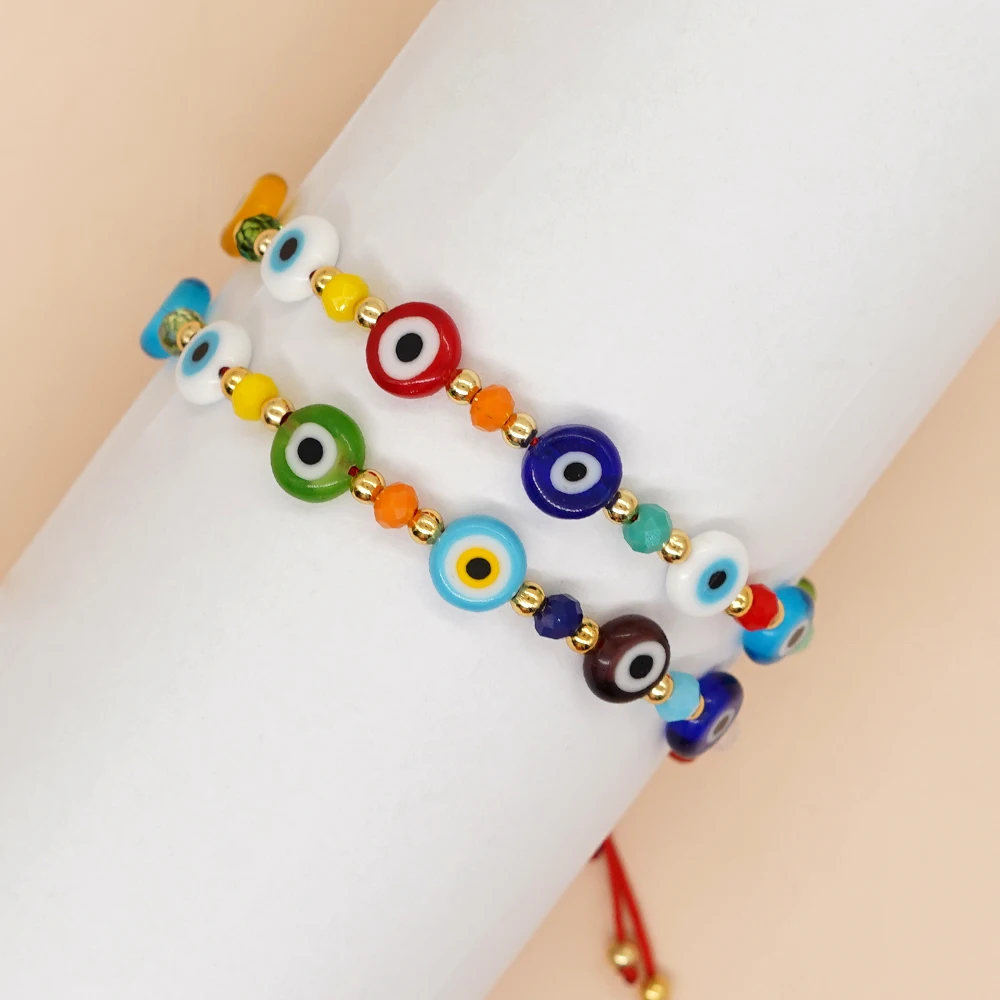 Go2Boho Evil Eye Crystal Beads Bracciali Per Le Donne Boho Jewelry Bohemian Fashion Ladies Friendship Colorful Rainbow Jewellery