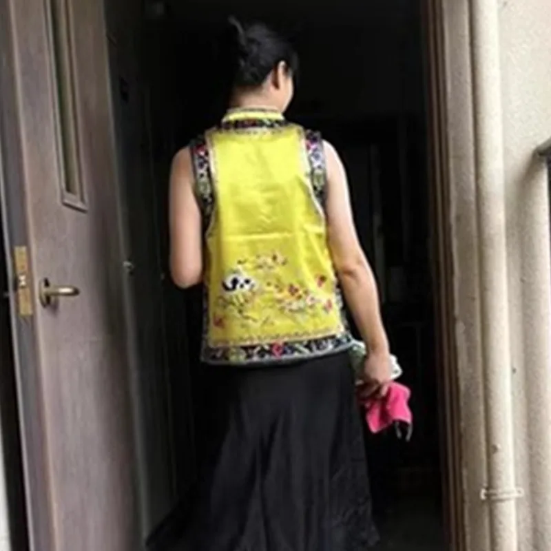 Lmproved New Chinese Vest Women Spring Autumn Vintage Cheongsam Tang Suit Top Print Short Coat Chinese Style Waistcoat 3301