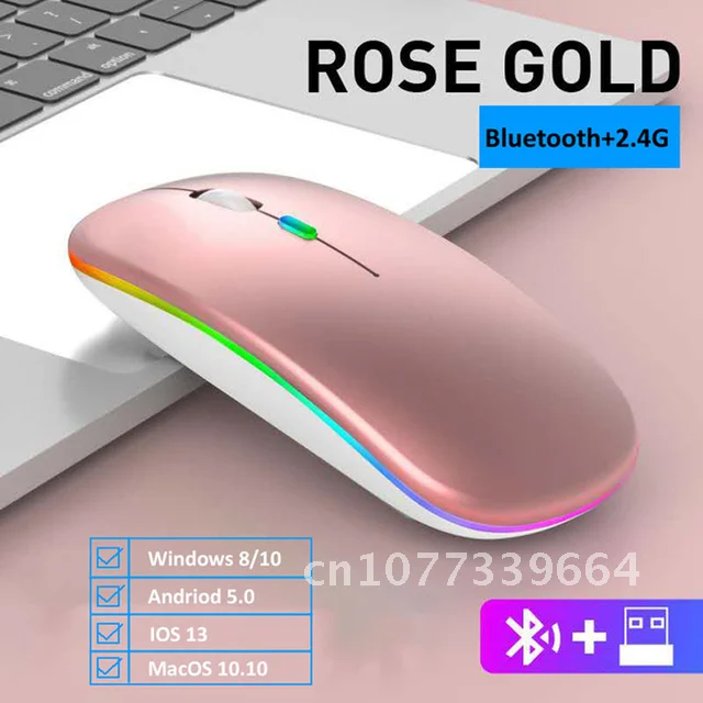 

LED Backlit Wireless Mouse USB Rechargeable Bluetooth-compatible RGB Silent Gaming Mouse For Ipad Laptop PC Mause Gamer