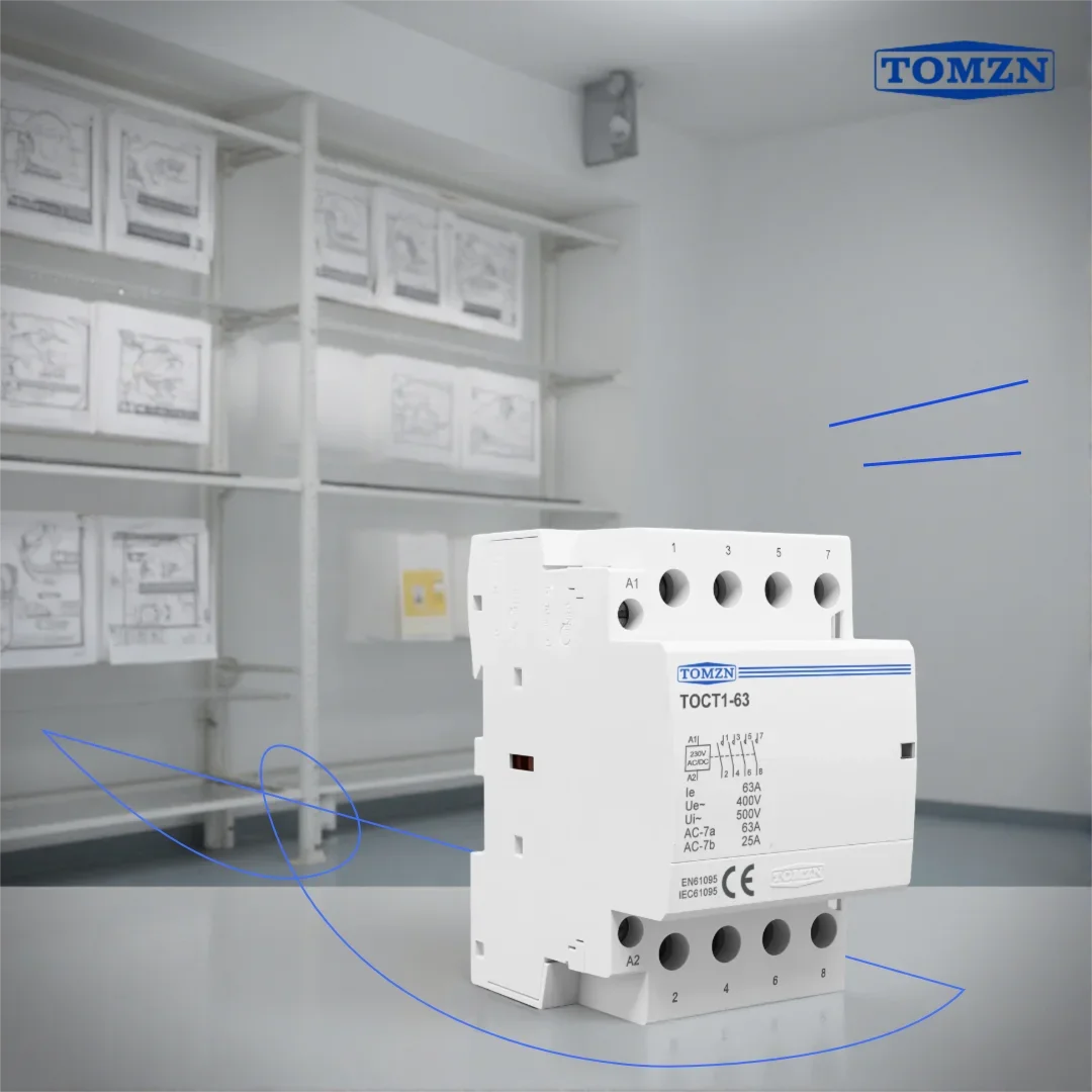 TOMZN TOCT1 4P 63A 딘 레일 접촉기 ? 400V AC, 코일: AC/DC 24/110/230V, 접점: 4NO / 4NC / 2NO2NC 전환형
