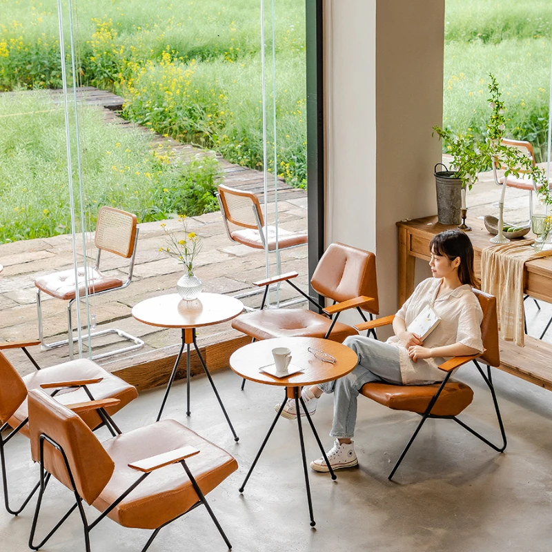 

Wanghong Milk Tea Shop Sofa Dessert Shop Cafe Table and Chair Combination Book Bar Qing Bar Restaurant Business Negotiation Set