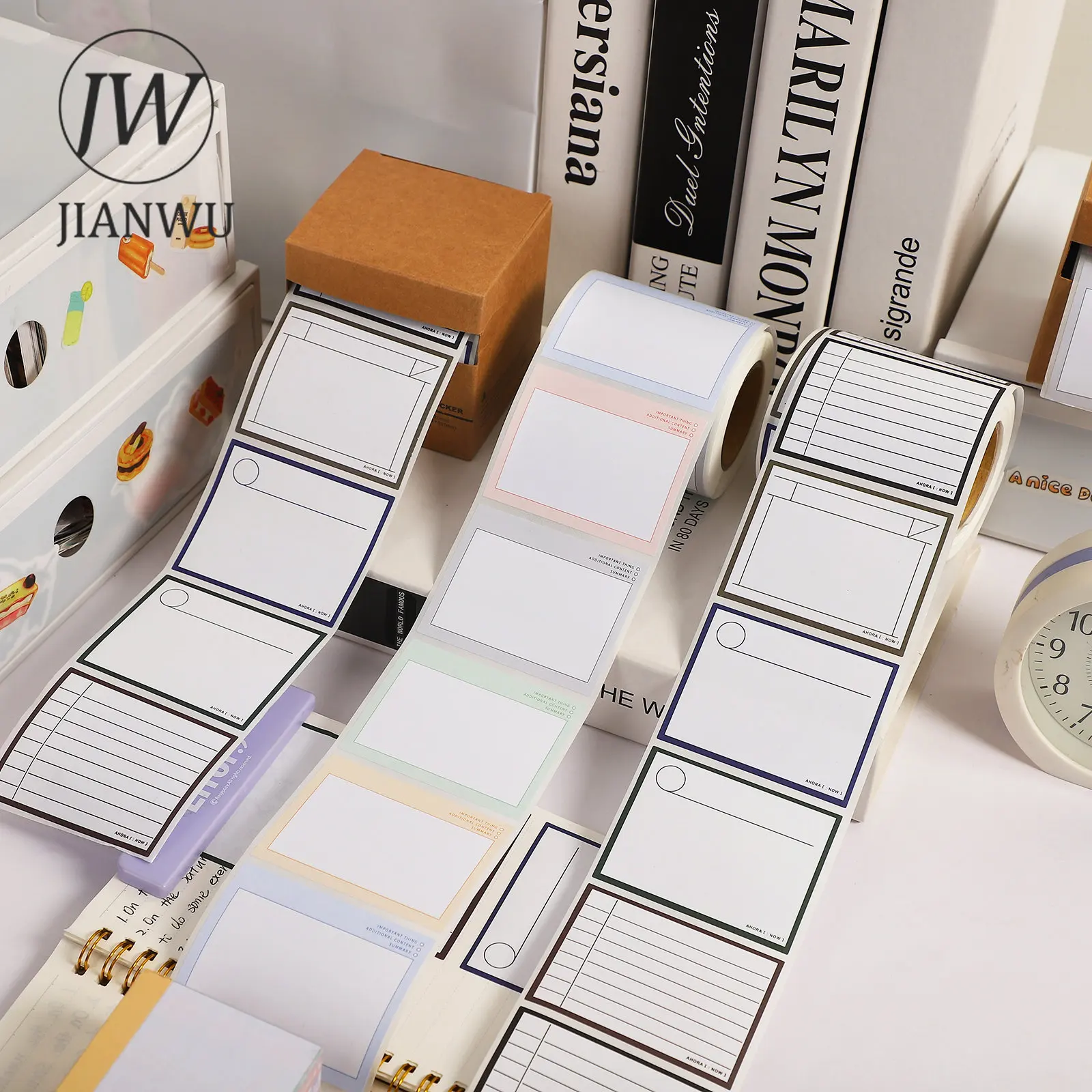 JIANWU 250 Sheets Pull Out Design Sticky Notes Box Creative DIY Memo