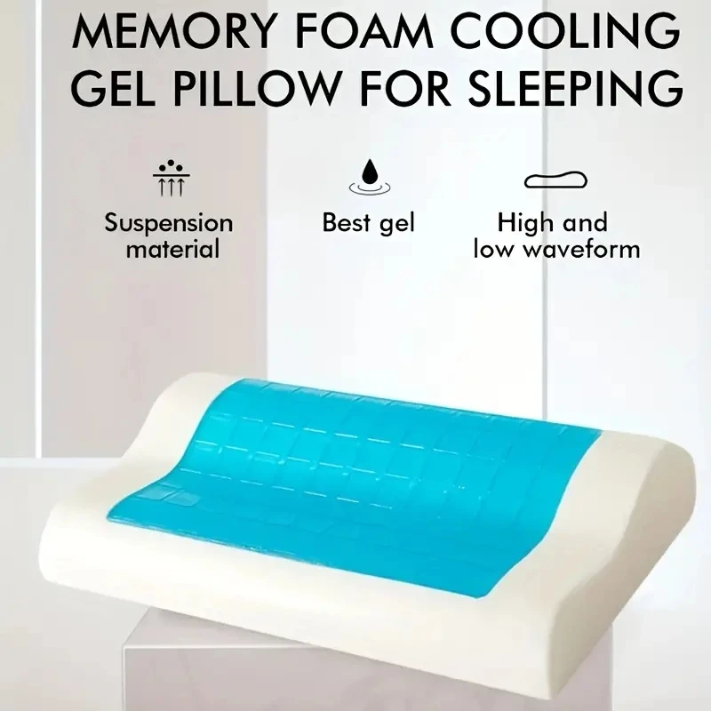 Gel Pillow Orthopedic  Memory Foam Pillow  60x35cm Soft Summer Ice-cool Slow Rebound Sleep Pillow With Pillowcase Health Care