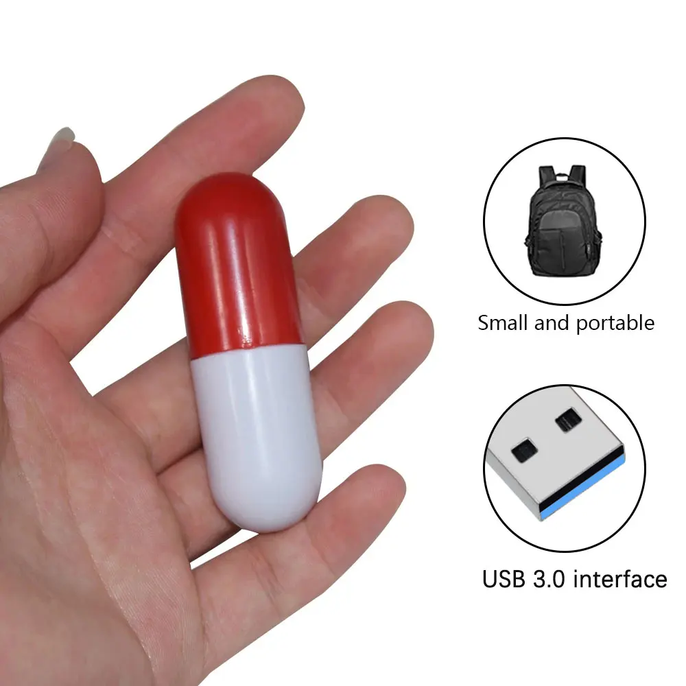 플래시 드라이브 USB 플래시 드라이브, 플라스틱 크리에이티브 알약 모델 펜드라이브, U 스틱 3.0 플래시 메모리, 선물용, 128GB, 64GB, 32GB, 16GB, 8GB