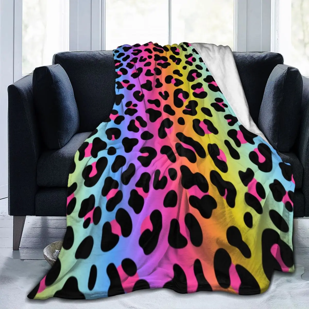 Rainbow Leopard Flannel Blankets Quality Soft Warm Animalier Print Bedding Throws Winter Camping Outdoor Pattern Bedspread 3
