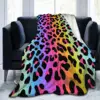 Rainbow Leopard Flannel Blankets Quality Soft Warm Animalier Print Bedding Throws Winter Camping Outdoor Pattern Bedspread 3