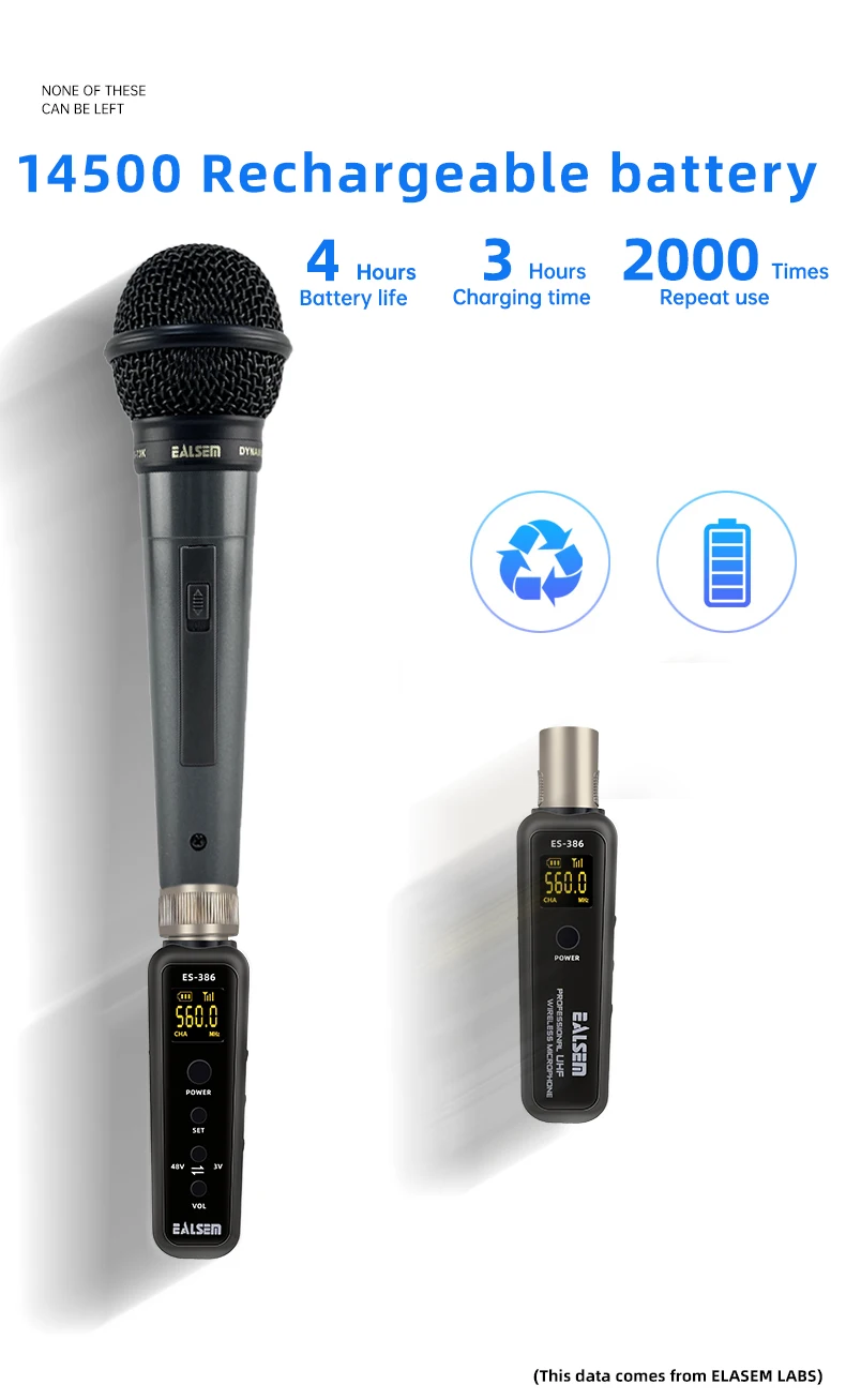 EALSEM 386 UHF Wireless Microphone Converter XLR Transmitter and Receiver Microphone Wireless System for Dynamic Microphone