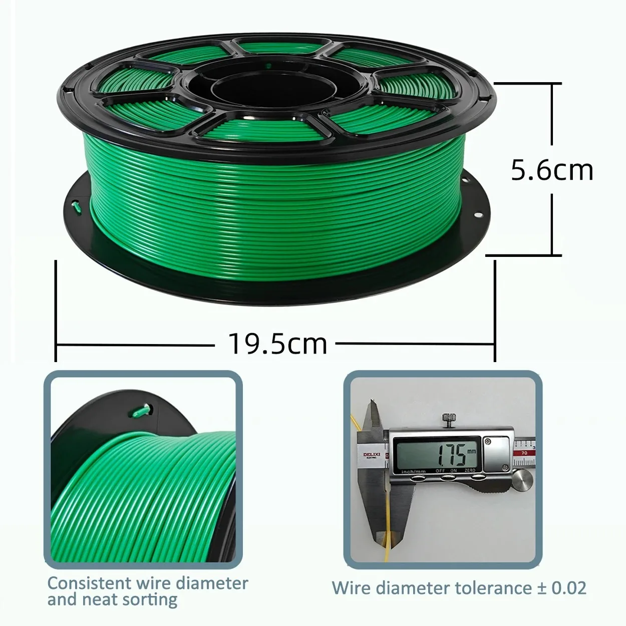 PLA 3D 프린터 필라멘트 1kg 롤 1.75mm 고정밀 ±0.03mm 강력한 레이어 접착력 진공 포장 빠른 배송