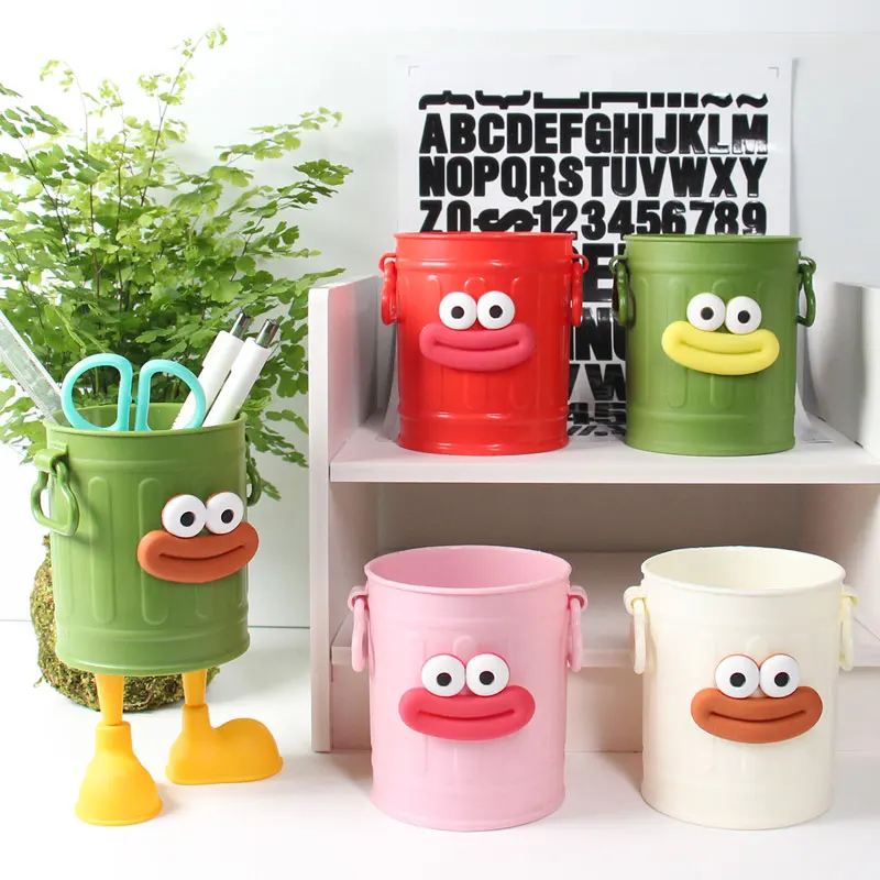 Pen Holder Big Mouth With Legs DIY Letter Sticker Makeup Brush Desktop