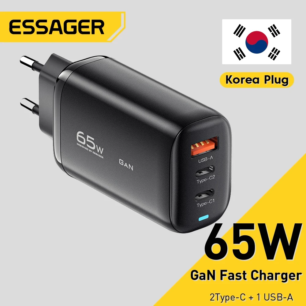 Essager Korean Plug Usb C Type Gan Charger 65w Plug Usb Type C