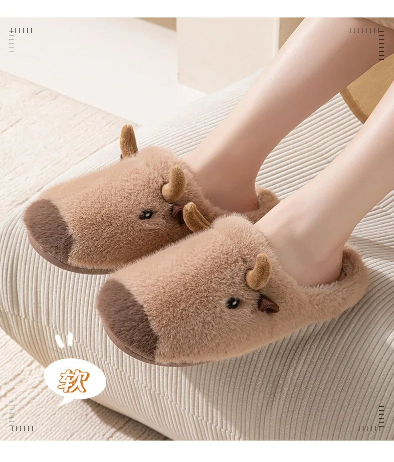Lustige Kapybara-Hausschuhe für Zuhause, Herren, Winter, warm, Plüsch, Unisex, Paare, lässige Hausschuhe, rutschfest, bequem, Hausschuhe – Detail 5