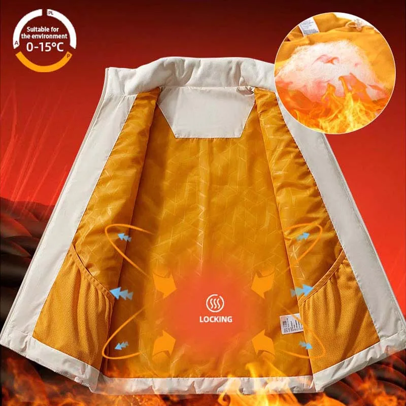 Men's Women's Cotton Vest Winter Waterproof Windproof Warm Sleeveless Coat Zipper Casual Outdoor Sport Vest Thicken Waistcoat