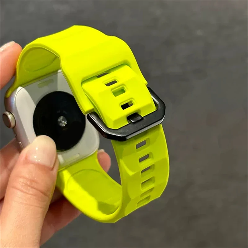New Fluorescent Green Wave Sport Soft Silicone Strap For iwatch