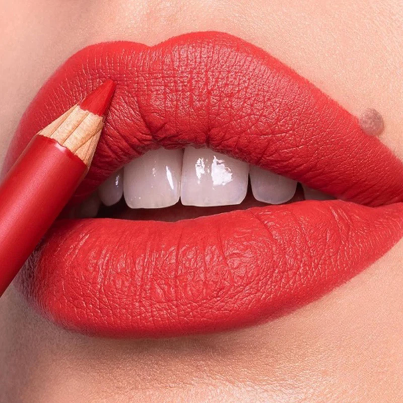 12Pcs/Set Cosmetic Lipstick Pen Long Lasting Wood Matte Lipliner