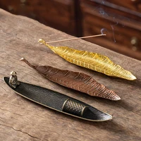 1pcs Incense Holder Ash Catcher Long Leafs Censer Meditation Home Decor Accessories Sandalwood Thread Incense Burner - Image 3