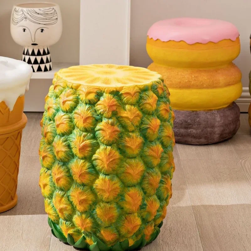 

Resin Chair Pineapple Donut Ice cream Stool Home Furniture Sofa Side Table Home Decor Vanity Chair Ottoman Pouf Furniture