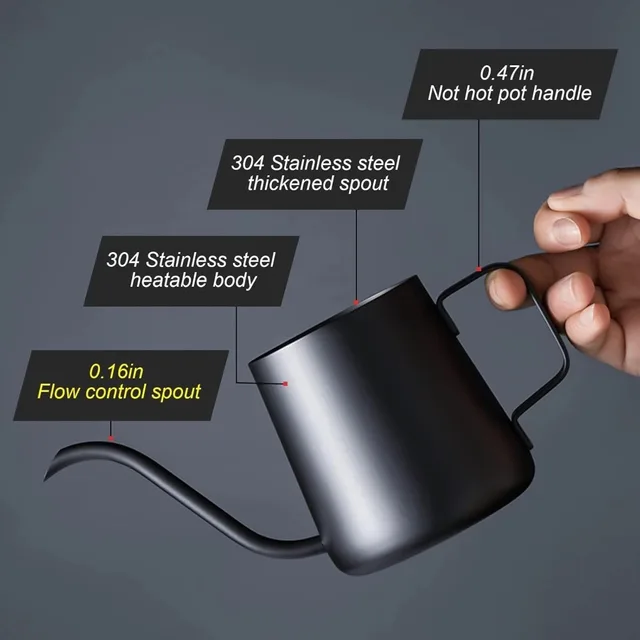 Pour Over Kettle Gooseneck Spout Coffee Tea Pot 12OZ for Coffee Maker Carafe, Camping Coffee Pot for Travel Coffee Maker Outdoor 2