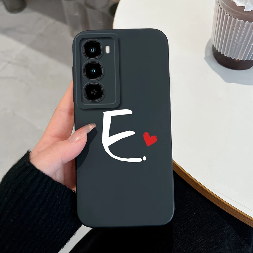 Cute Couple Letters Pattern Lens Protection Soft Silicone Advanced Anti-Fall Fingerprint Resistant Phone Case