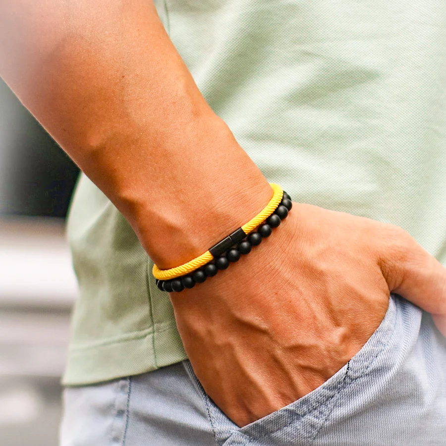 Men Black Red Rope Bracelet Set Outdoor Camping Cycling Accessories