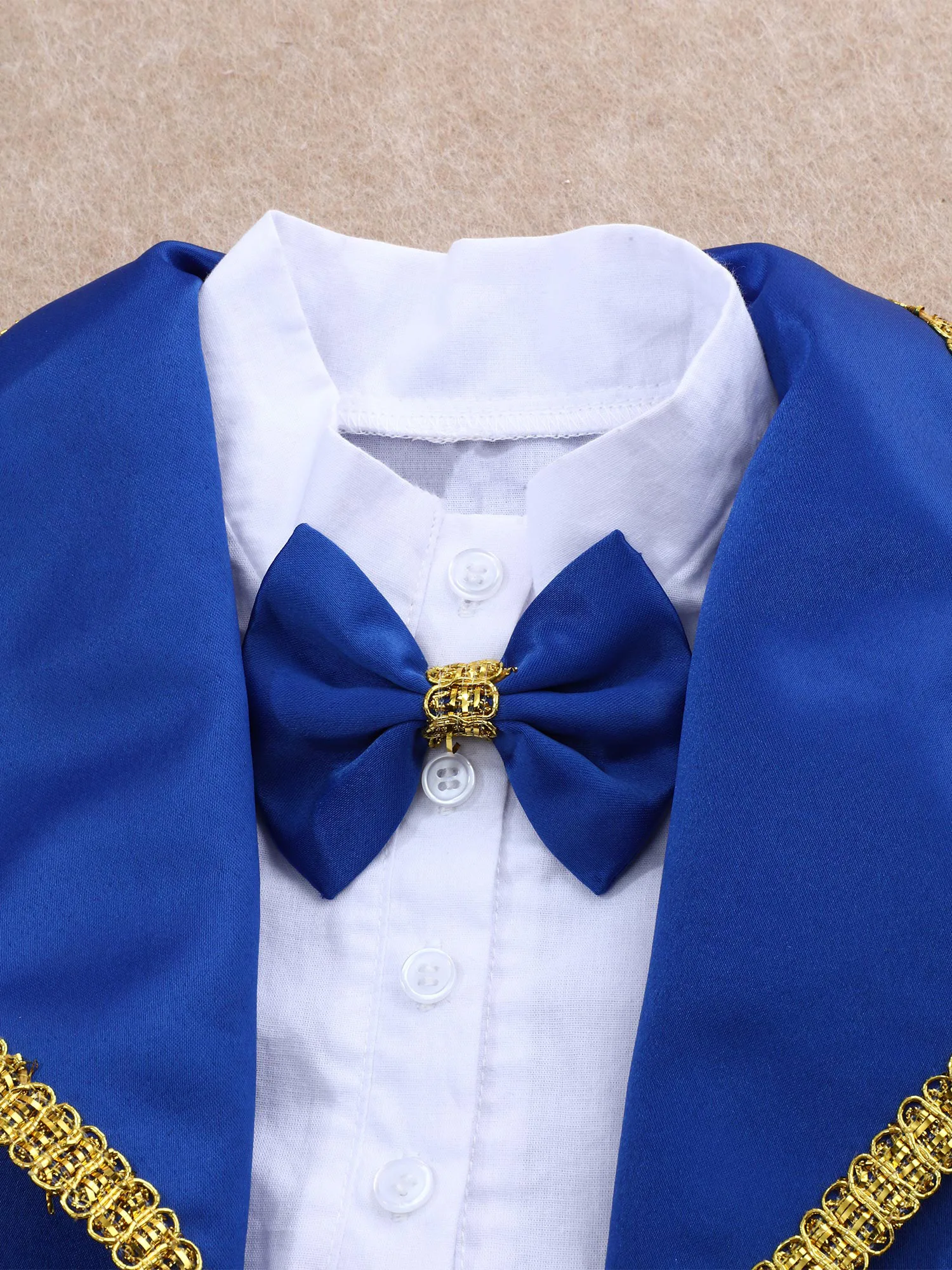 Toddler Boy Halloween Prince Magician Cosplay Tuxedo Long Sleeve Bow Tie Fake Two Piece Gentlemen Blazer for Wedding Christening 4