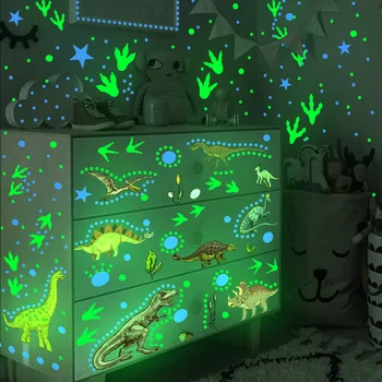 Luminous ไดโนเสาร์สติ๊กเกอร์ติดผนังสําหรับห้องเด็ก Decals Glow in The Dark Dino เรืองแสงสติกเกอร์ส่องสว่างเด็กห้องนอน 1
