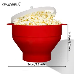 Microwave Popcorn Maker - Large Foldable Silicone Bowl, BPA - Free & Dishwasher Safe, Ideal (Red)