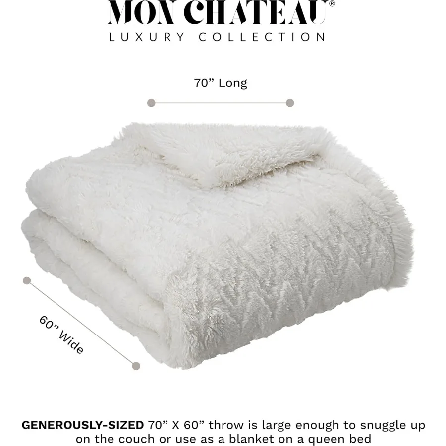 Premium Reversible Queen Size Luxury Faux Fur Throw for Couch Sofa or Queen Size Bed Plush Cozy Soft Blanket Ideal for Sleeping