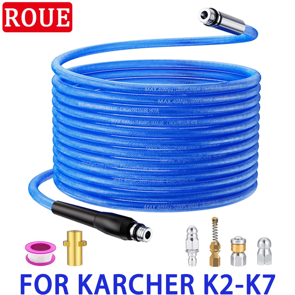Rioolstraalset 15 Meter Karcher Gugxiom 15 M Rioolstraalset, Ontstopping Rioolhogedrukslang Voor Karhcer K-serie Hogedrukreinigers, Afvoerstraal Reinigingsslang Voor Het Ontstoppen Van Toilet, Keuken, Badkamer Rioolbuizen Ontstopping Toilet Buis