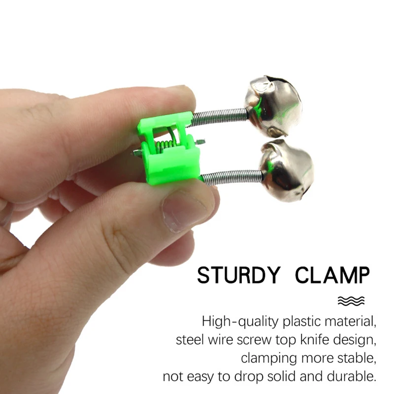 10Pcs ABS Fishing Rod Bell Rod Clamp Fishing Bite Alarms Fishing Rod Stalk Bells Clamp Tip Fishing Tools