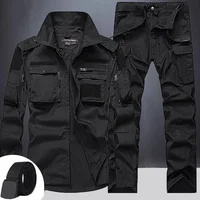 Summer Tactical Sets Mens Outdoor Breathable Multiple Pockets Combat Training  Long Sleeve Shirts Cargo Pants Suits Male 2