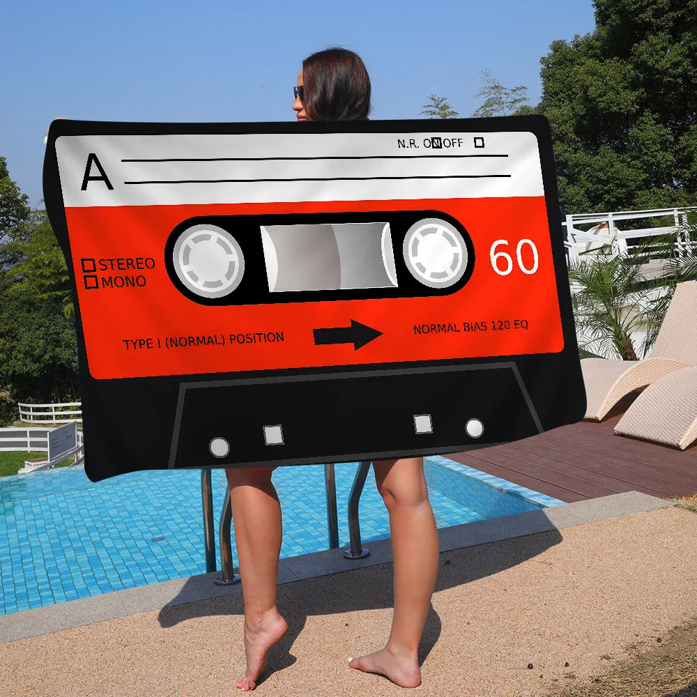 Retro Cassette Music Tape Big Microfiber Beach Towels Quick Dry Towel Sand Beach Towels Pool Towel For Travel Swim Pool Yoga 2