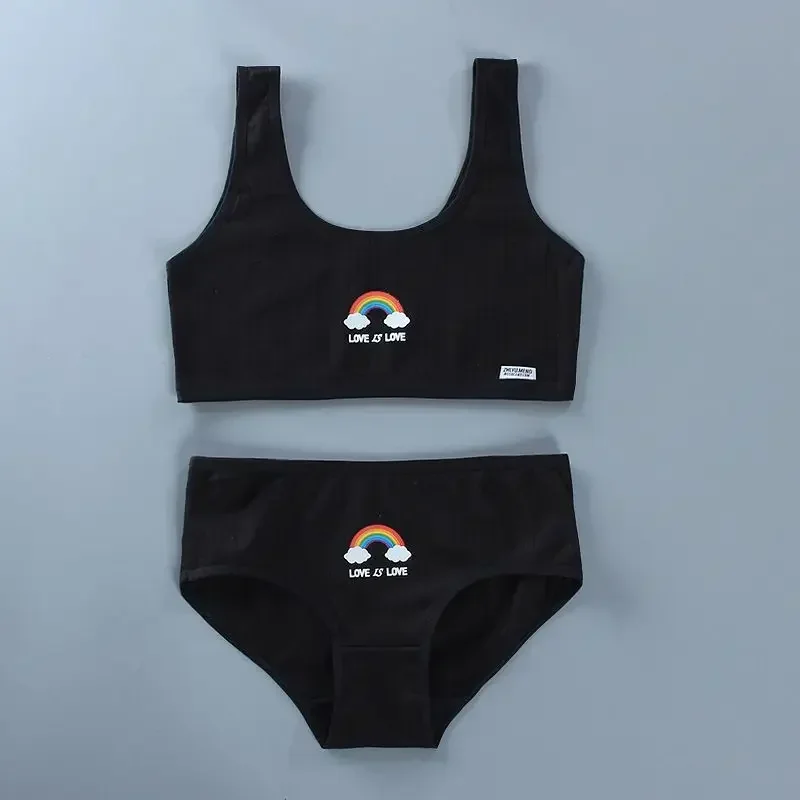 Kids Teens Girls Sports Underwear Set Wide Strap Training Bra and Hipster Panties 8 to 14 Years kids underwear