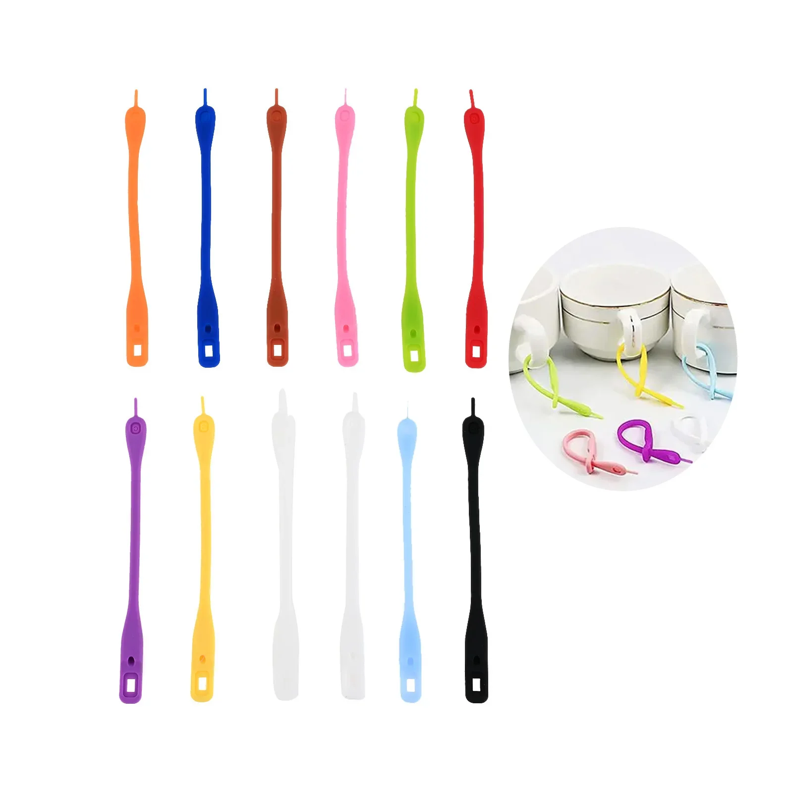 Colorful Silicone Wine Glass Charms Markers Cocktail Sticker Strips 12pcs Wedding Party Christmas New Year Home/Bar/Hotel Decor