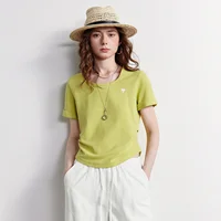 T-shirt femme TOYOUTH 2026 Nouvelle collection été Respirant Perlé Coupe courte Taille cintrée Col carré Style américain 3