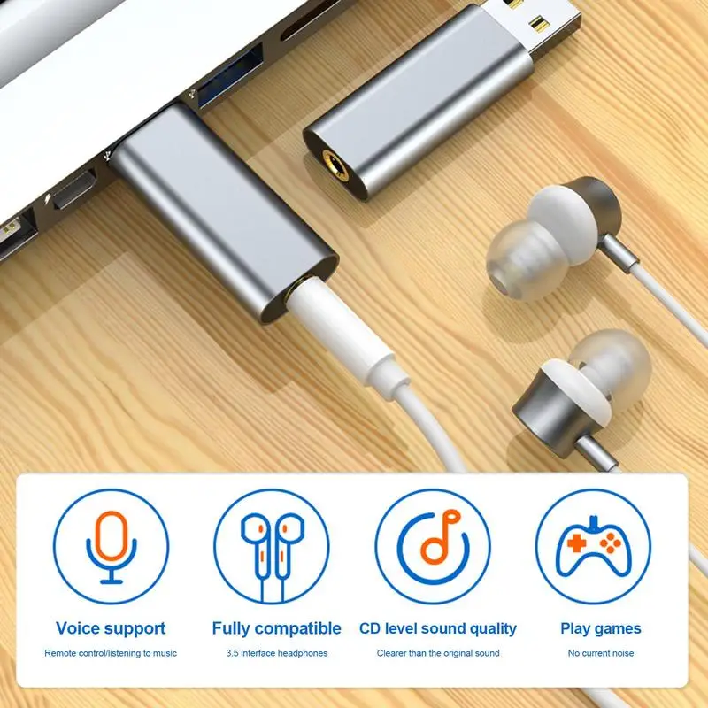 USB Sound Card Sound Card USB Sound Card 3.5mm External Sound Card Universal USB Headset Adapter Driver Free Audio for Game League of Legend Headset