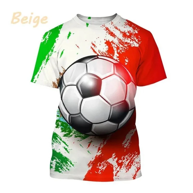

T Shirt For Men Fashion Leisure Sports Element Style 3D Football Pattern Male Crew Neck Short Sleeve Clothing Tight Fitting Tops