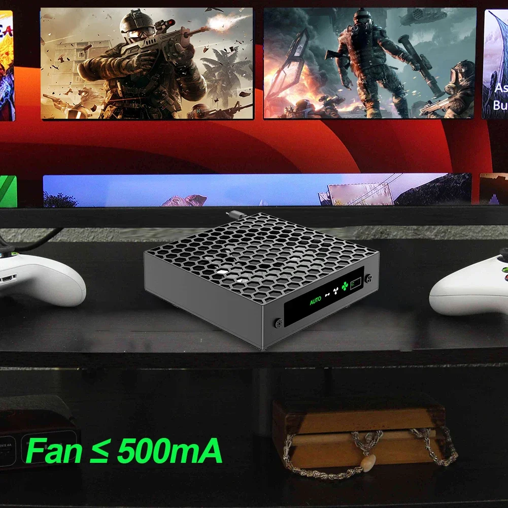 RGB 탑 쿨러 선풍기, 온도 제어 냉각 선풍기 시스템, Xbox 시리즈 X용 헤드셋 홀더 포함, 3 단계 속도 조절 가능