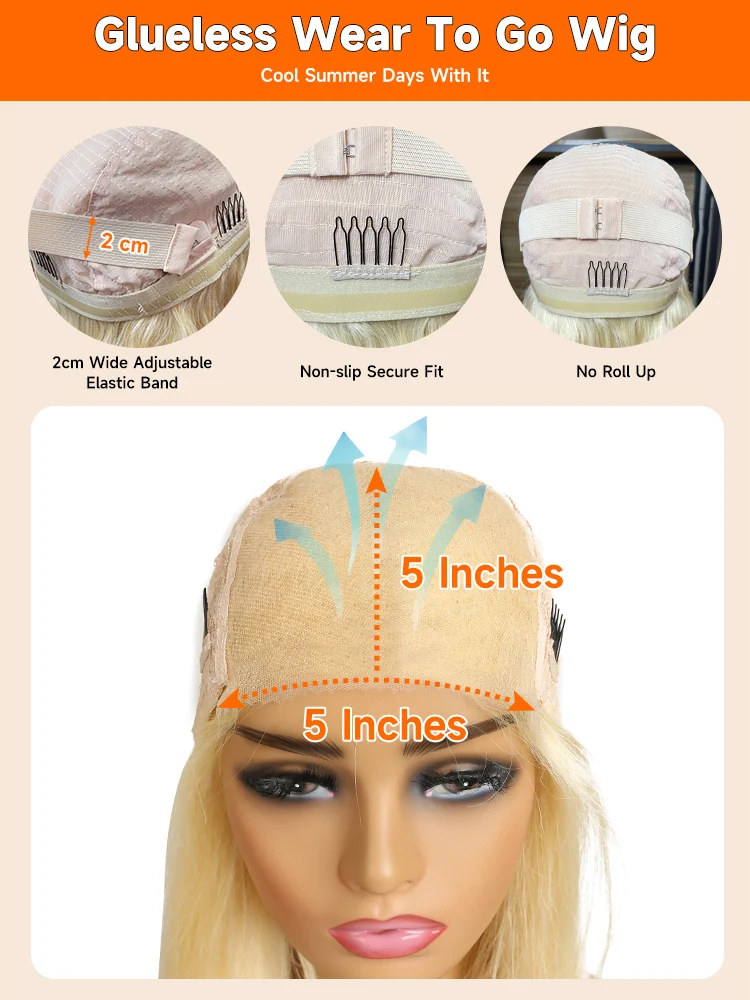 Human Hair Wig Lace Front Wig 613 Blonde Color 5x5 13x4 Transparent Lace Closure Wig Human Hair Brazilian Bleached Knot Preplucked for Women