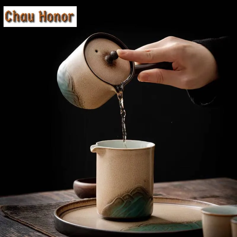 220ml Japanese Coarse Pottery Distant Hills Tea Pitcher Tea Divider Cha Hai Dispenser Justice Cup Puer Fair Mug Cafes Supplies