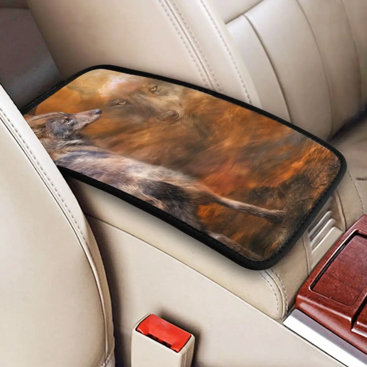 

Spirit Of The Wolf Car Accessories Car Handrail Box Cushion Custom Print Non-slip Car Armrest Cover