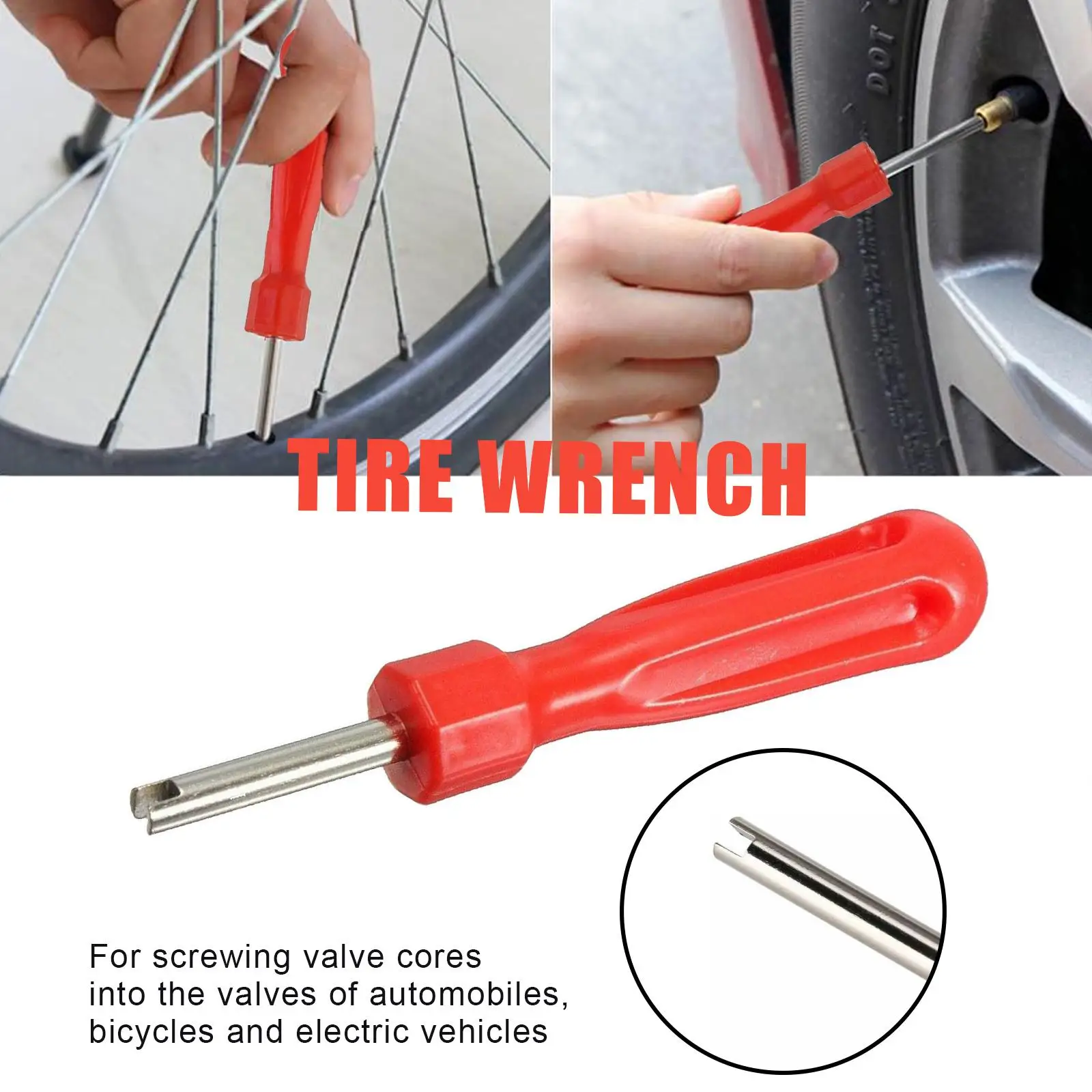 

Tire Valve Core Removal Tool Tube Air Nozzle Wrench Handle Slotted Bicycle Valve Tire Stem Remover Car Auto Core Accessorie I0Z6