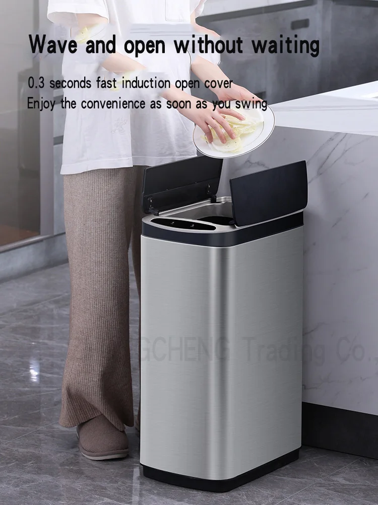 20 30 40 50 60 Liters Kitchen Trash Can with Smart Sensor, Large Kitchen  Garbage Cube, Stainless Steel Touch Bucket Garbage