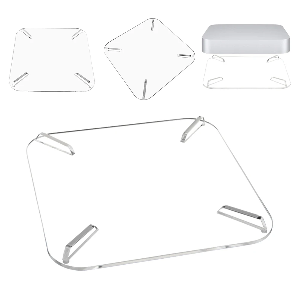 아크릴 브래킷 스토리지 랙 미끄럼 방지 데스크탑베이스 홀더 Mac Mini 2010-2020 M1/M2 용 투명 수평 스탠드 홀더