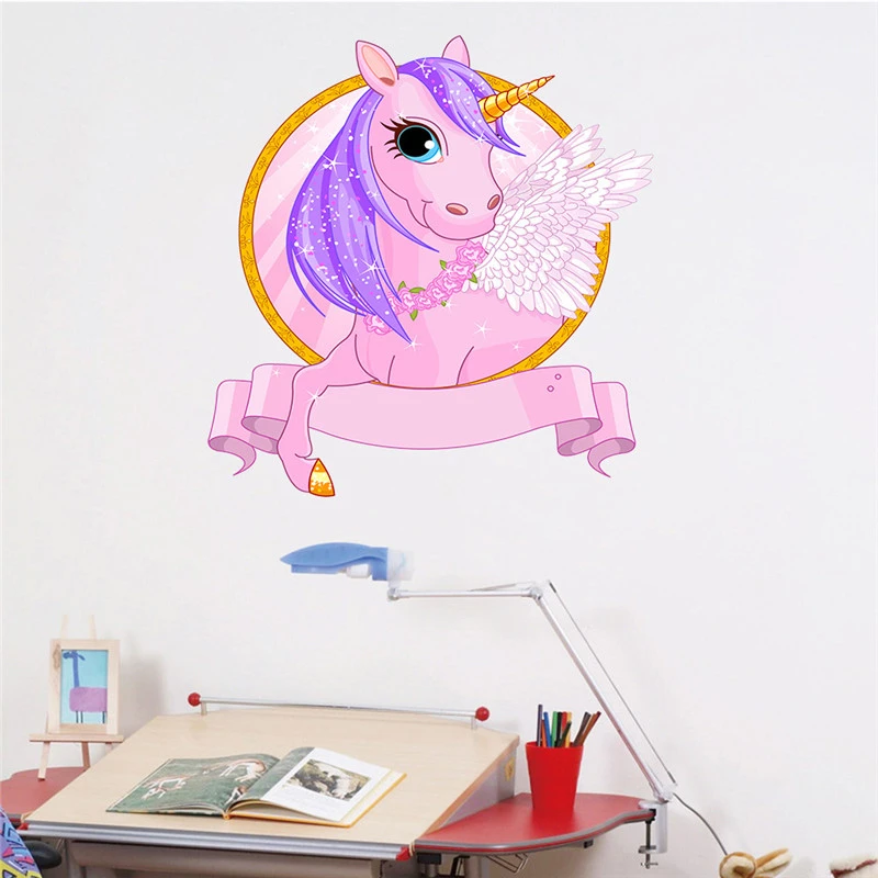 Wall Sticker Unicorn Stars Decals Girl Kids Room DIY Poster Wallpaper Home Decor 