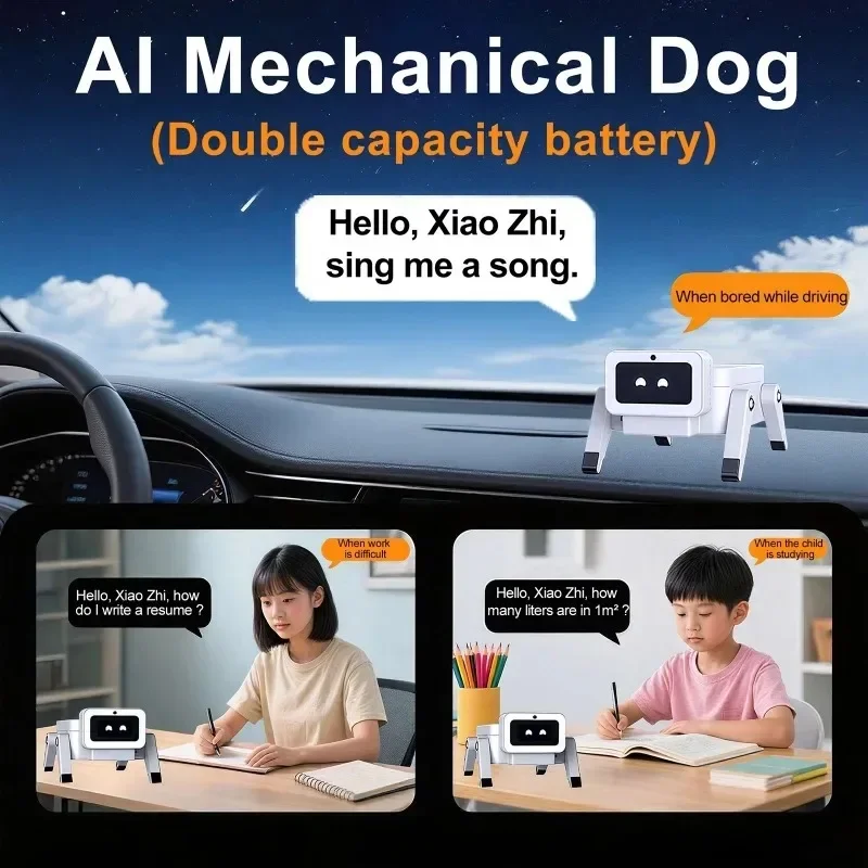AI 로봇 강아지 장난감 프로그래밍 가능 ESP32-Hi STEM 교육용 코딩 로봇 애완동물 음성 제어 다국어 지원 화면 포함 (키즈용)