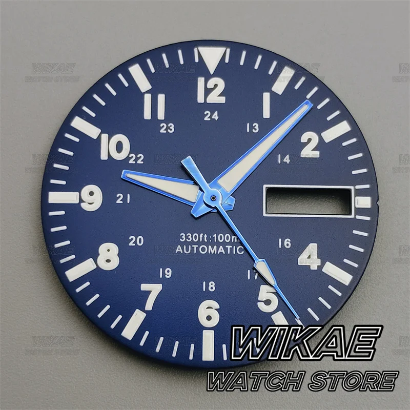 29mm Green Luminous Watch Dial with Multi-Color Options and Dual Date Calendar Window