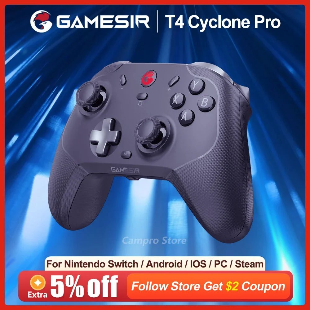 

GameSir T4 Cyclone Pro Wireless Switch Controller Bluetooth with Hall Effect Sticks for Nintendo Switch iPhone Android Phone PC