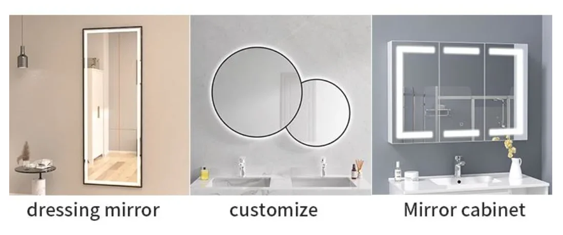 Factory Direct Sales Modern LED Bathroom Mirrors Touch Switch Magnifying Aluminum Alloy Frame Special-Shaped Apartment