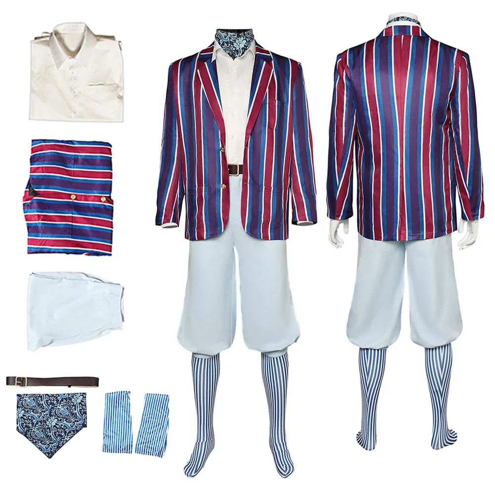 

Фабрика по производству шоколада, Wonka Oompa Loompa, костюм для косплея для взрослых мужчин, мужской топ, пальто, носки, наряды, костюмы на Хэллоуин, фантазия, Маскировочный костюм